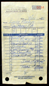 Receipt for comic books bought in Redbeard's Book Den