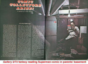 Gallery 2/73 fat fanboy reading comic book in a basement