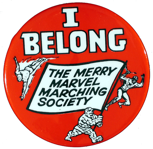 Pin that came in the first Merry Marvel Marching Society fan club 1965