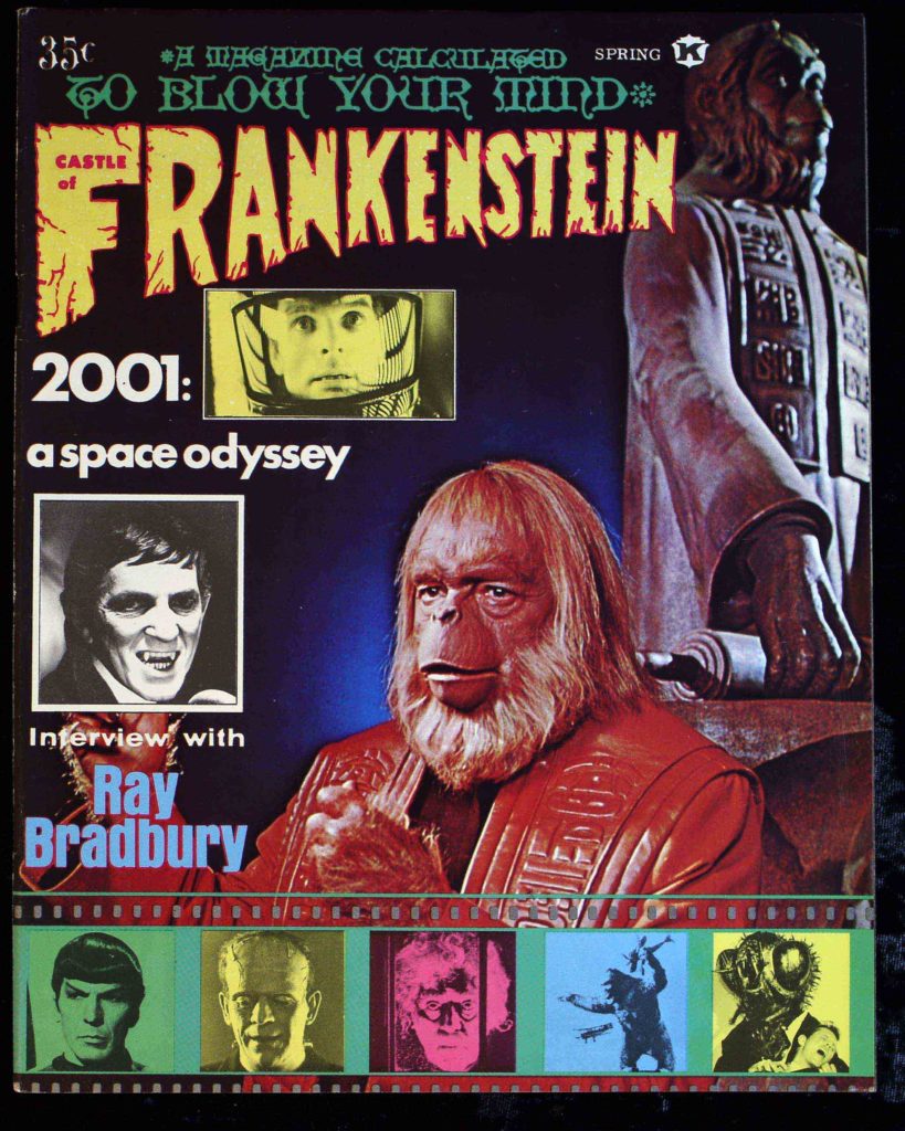 Castle of Frankenstein monster magazine with Planet of the Apes cover