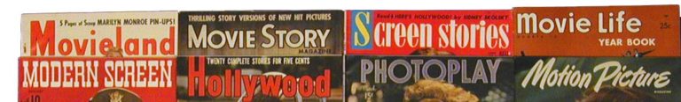 Vintage movie magazine title logos